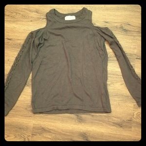 Pink republic cold shoulder olive green sweater